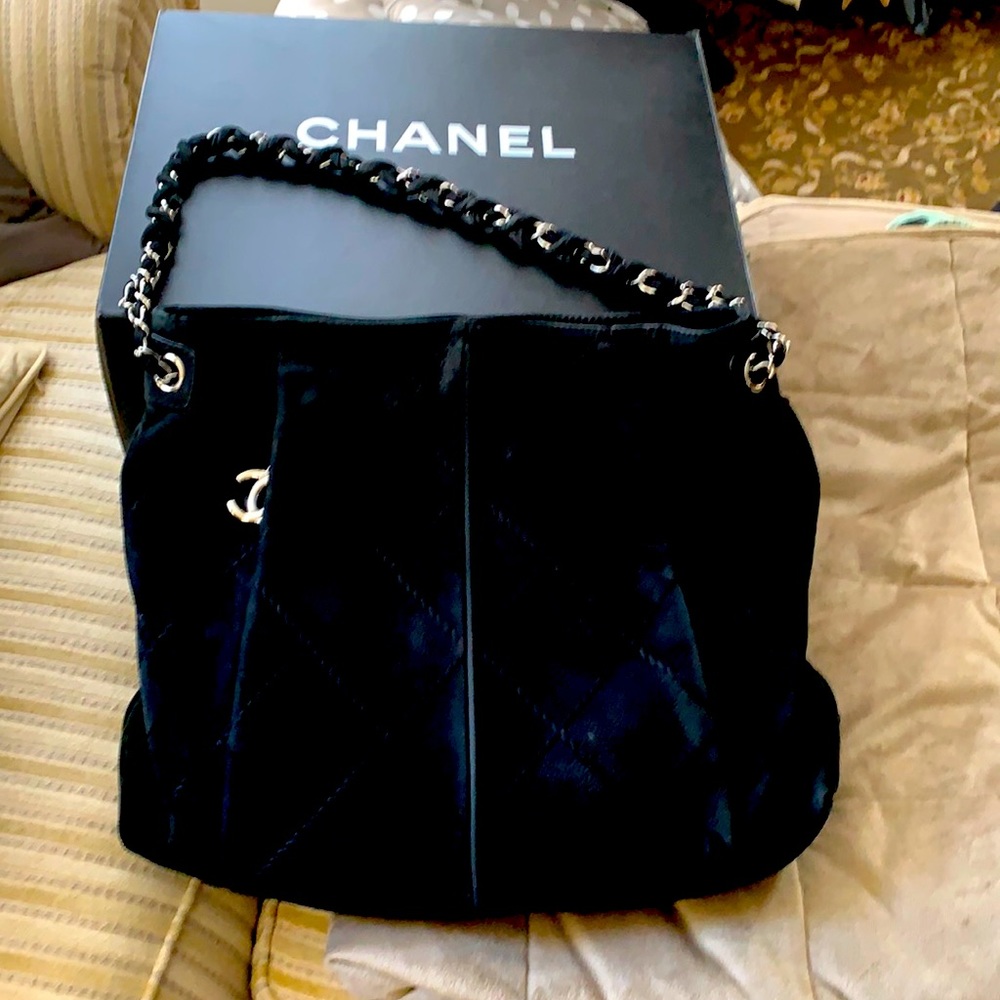 Chanel Black Suede Slouchy Shopper NWT